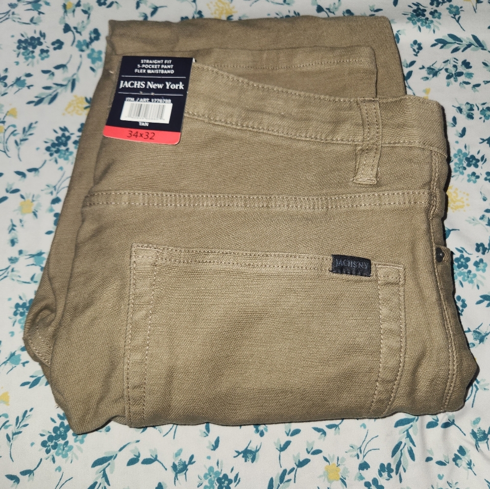 Men's Jachs New York tan straight fit pants